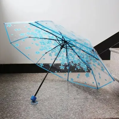 Picture of Lightweight Clear Umbrella with Foldable Frame | MNK SHOP (Blue)