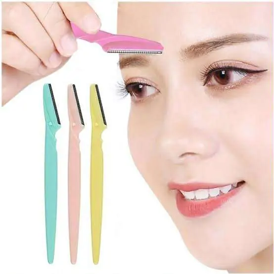Picture of 3pcs Colorful Eyebrow Trimmer Face Hair Razors Women Eyebrow Shaver Hair Removal Makeup Tools