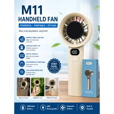 Picture of M11 Rechargeable Handheld Mini Fan with Digital Display & Adjustable Speed