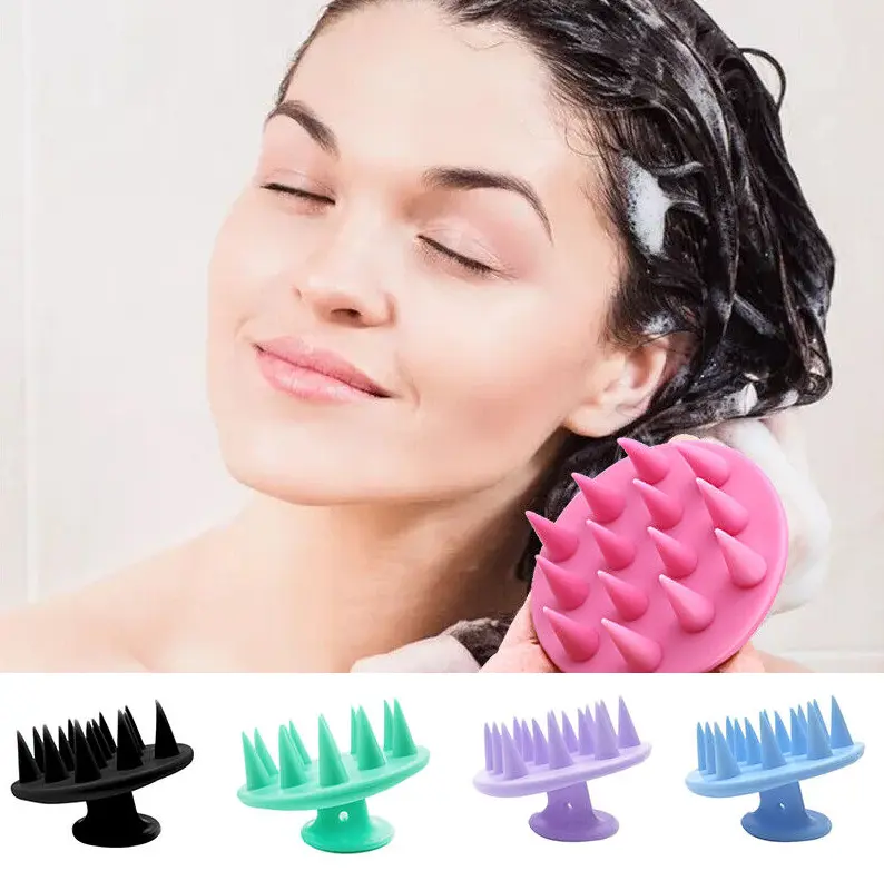 Picture of Silicone Hair Scalp Massage Brush Silicone Hair Care Massage Comb Bath Massage Brush Scalp Massager Hair Shower Brush Comb Care Tool