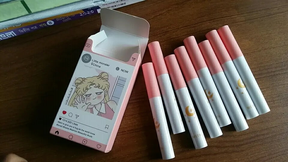 Picture of 8 Pcs/set of Cigarete tube lip glaze set matte white lipstick student gift Lipstick set- 8 color/set