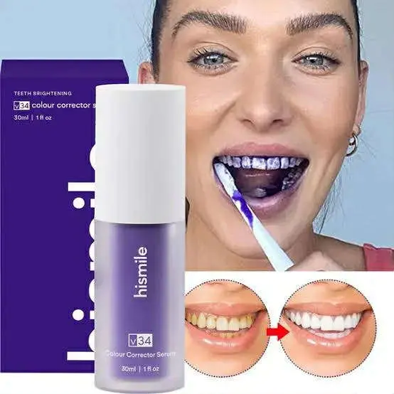 Picture of Hismile V34 Purple Color Corrector Teeth Toothpaste Effective Whitening Teeth Mousse Oral Cleaning Whitening Toothpaste Product