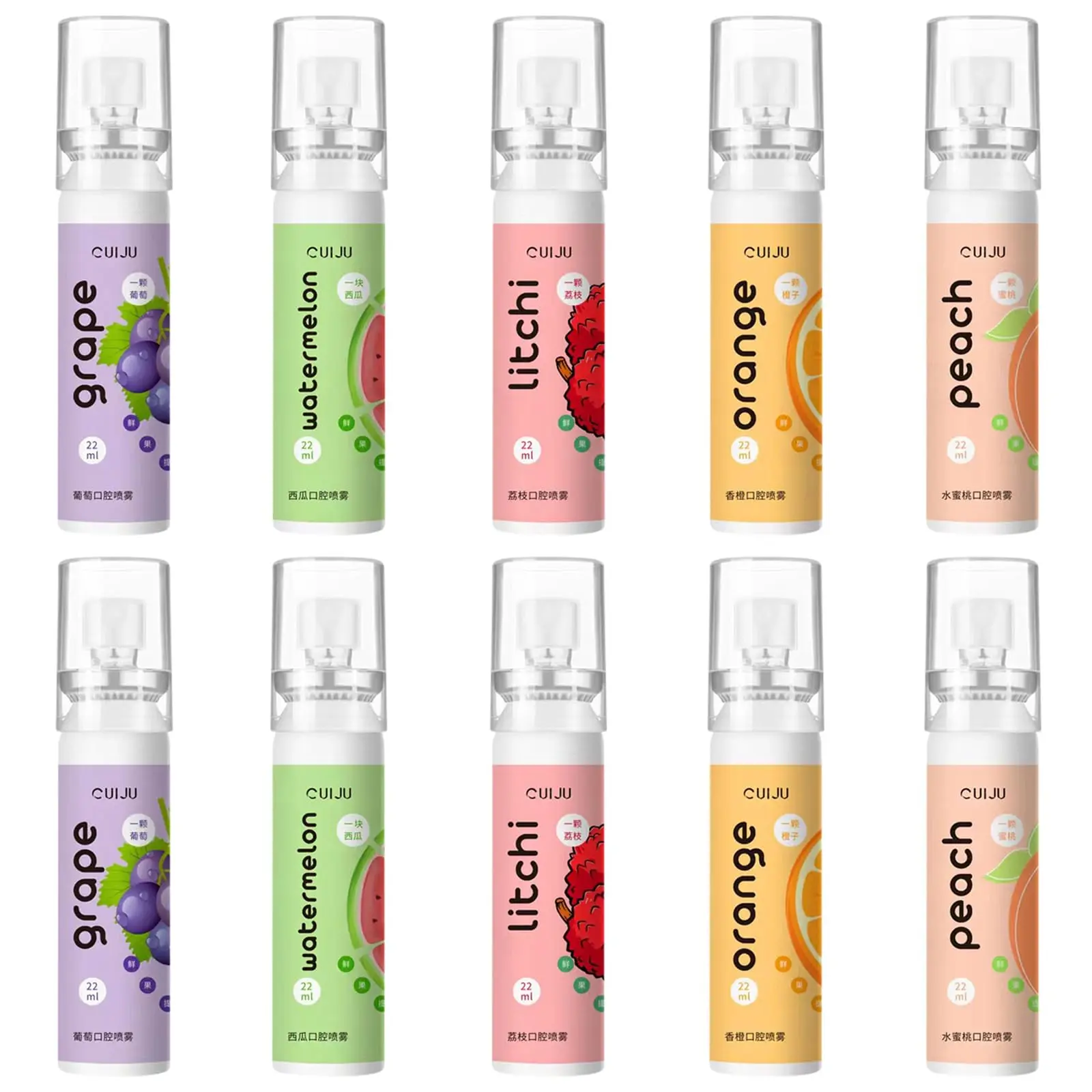 Picture of Oral Fresh Spray Mouth Freshener 6 Smell Fresh Breath Mouth Fruit Litchi Peach Grape Flavor Persistent Portable Oral Care
