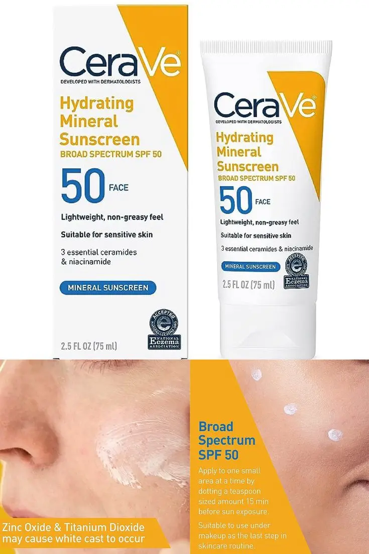Picture of Cerave Hydrating Mineral Sunscreen SPF 50 Face for Senseitive Skin 75ml