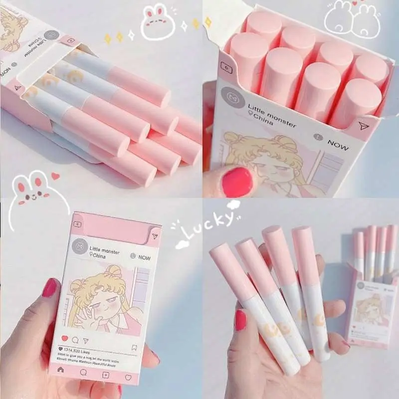 Picture of 8 Pcs/set of Cigarete tube lip glaze set matte white lipstick student gift Lipstick set- 8 color/set