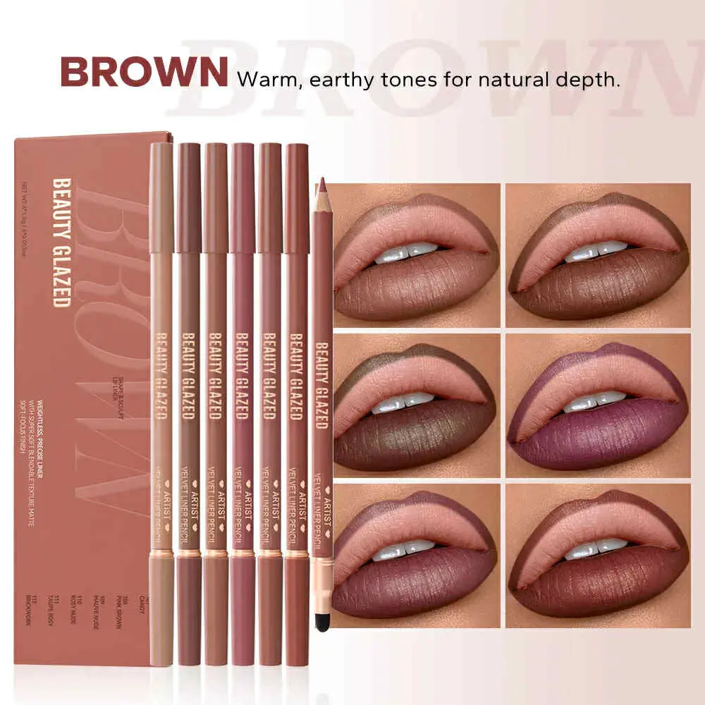 Picture of Beauty glazed Velvet Matte Lip Liner Pencil Lasting Smooth Application for Perfect Outline & Filling Double Headed Lipliner Eyeliner