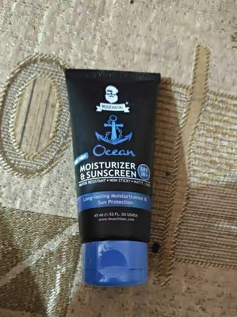 Picture of Muuchstac Mens Ocean Moisturizer & Sunscreen Matte Look Spf 18+ Cream With Turmeric & Aloe Vera Beads, Non-Sticky & Water Resistant 45 Ml - All