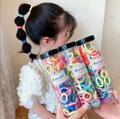 Picture of 100 Pcs/set Baby Girl Rubber Bands Kids Elastic Hair Bands for Children Mixed Colors Mini Ponytail Holder Baby Hair Accessories