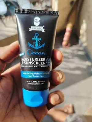 Picture of Muuchstac Mens Ocean Moisturizer & Sunscreen Matte Look Spf 18+ Cream With Turmeric & Aloe Vera Beads, Non-Sticky & Water Resistant 45 Ml - All