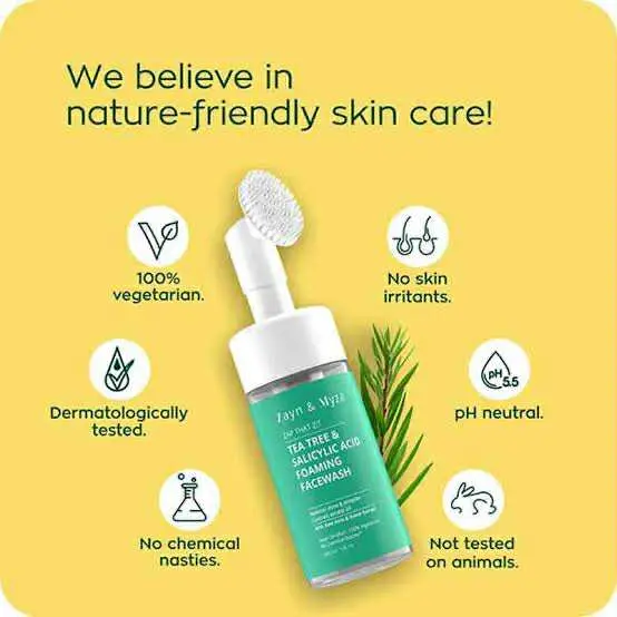 Picture of ZM Zayn & Myza Tea Tree & Salicylic Acid Foaming Face Wash | With Aloe Vera & Neem Extracts | Built-in Brush For Deep Cleansing | Anti Acne Face...