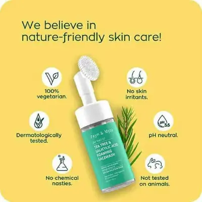 Picture of ZM Zayn & Myza Tea Tree & Salicylic Acid Foaming Face Wash | With Aloe Vera & Neem Extracts | Built-in Brush For Deep Cleansing | Anti Acne Face...