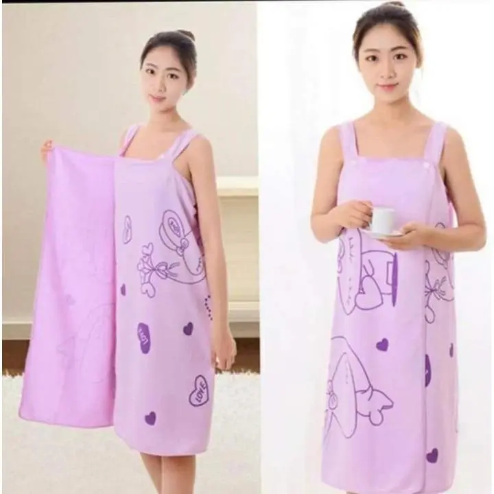 Picture of Towel Bathrobe Women Robes Quick Dry Microfiber Wearable Soft Wrap Spa Beach Body Shower Bathrobe Nightwear