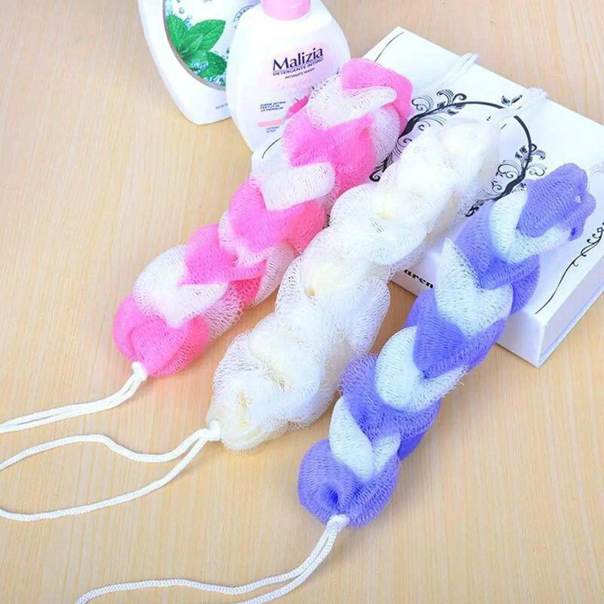 Picture of Long Handle Bath Sponge Shower Brush Back Scrubber For Shower Soft Mesh Body Back Cleaner Washer Body Bath Massage Brush-1Pcs