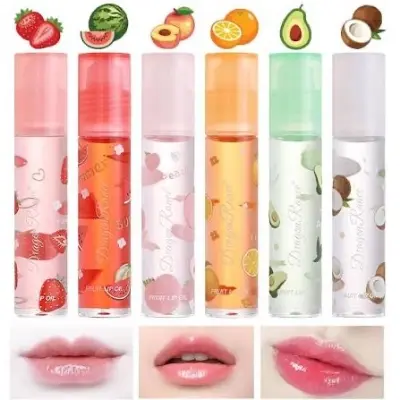 Picture of Dragon Ranee 6pcs Set Transparent Colourless Lip Oil Lip Balm Fruit Moisturising Hydrating Roller Ball Lip Oil