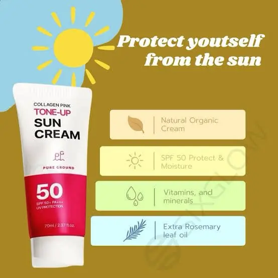 Picture of Pure Ground Collagen Pink Tone Up Sun Cream SPF50+ 70ml