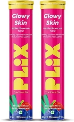 Picture of PLIX - THE PLANT FIX Glowy skin Glutathione Tablets with Vitamin C for Clear and Youthful Skin 15 Collagen Supplements 500mg L-Glutathione