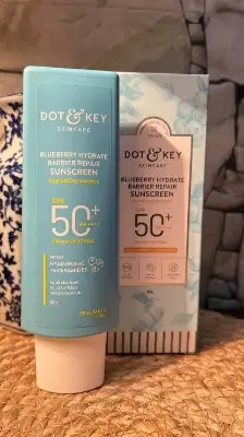 Picture of Dot & Key Blueberry Hydrate Barrier Repair Sunscreen 80gm SPF50+ PA++++ | For Dry & Sensitive Skin | Non - Greasy Finish | No White Cast | UV & Blue Light Protection | Broad Spectrum