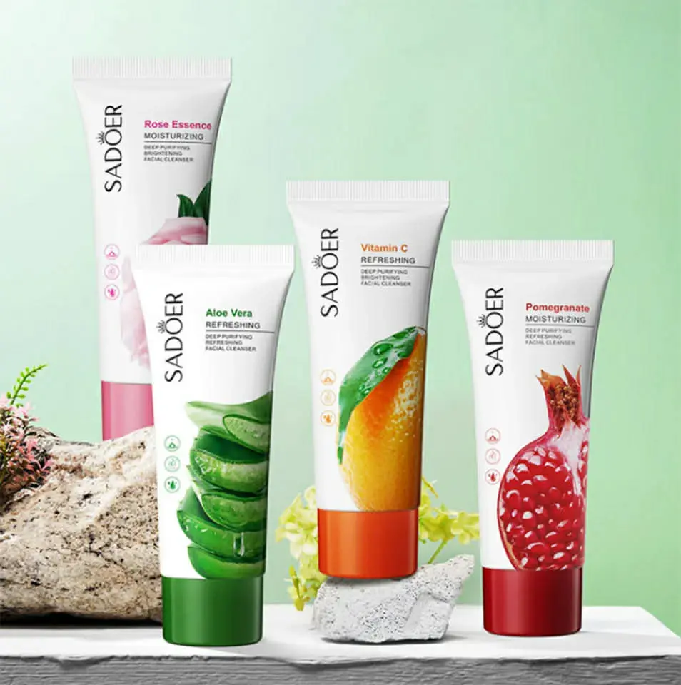 Picture of SADOER Vitamin C Facial Cleanser Rose Aloe Vera Face Wash Natural Moisturizing Deep Cleaning Skins For Women Skin Care Sensitive Skins- 100GM