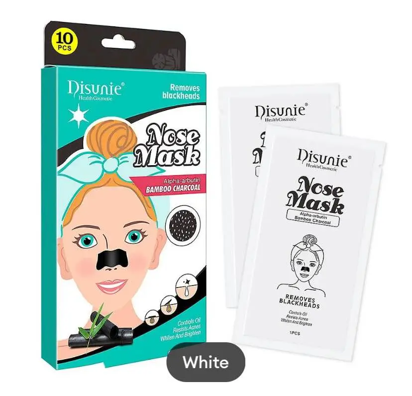 Picture of Disunie 10pcs Deep Cleansing Bamboo Charcoal Blackhead Nose Pore Cleaning Blackheads Remover Nose Patch Mask Sheet