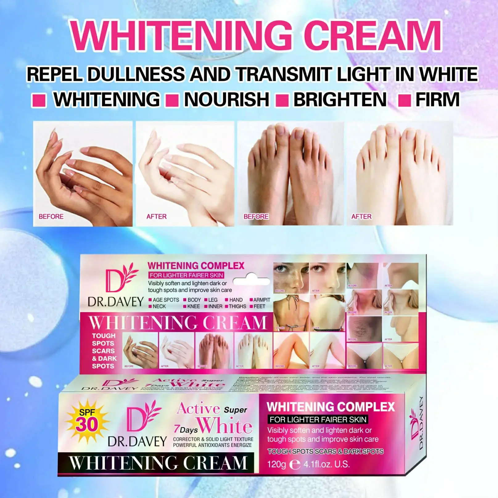 Picture of DR.DAVEY Active Super Whitening Cream Skin Lightening Cream for Dark Skin Brightening & Moisturizes for Body Face