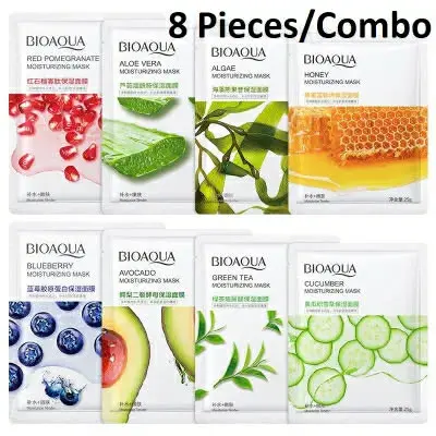 Picture of BIOAQUA 8 Pcs Set Different Flavours Moisturizing Hydrating Facial Face Sheet Mask- 25g Each