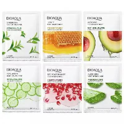 Picture of BIOAQUA 8 Pcs Set Different Flavours Moisturizing Hydrating Facial Face Sheet Mask- 25g Each