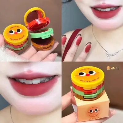 Picture of Cappuvini Cute Hamburger Design Lip Mud Matte Soft Mist Long-Lasting Non-Drying Lipstick