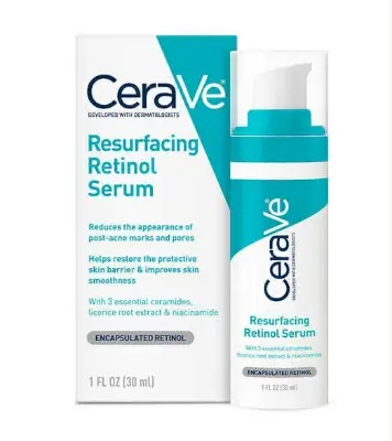 Picture of CeraVe Resurfacing Retinol Serum 30ml for Post-Acne Marks and Skin Texture | Pore Refining, Resurfacing, Brightening Facial Serum with Retinol and Niacinamide | Fragrance Free, Paraben Free & Non-Comedogenic
