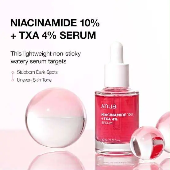 Picture of Anua Niacinamide 10% + TXA 4% Dark Spot Correcting | Niacinamide 10% + TXA 4% | Peach 70 Niacin | Birch 70 Moisture Boosting | Heartleaf 80% Moisture Soothing Ampoule Serum | 30ml