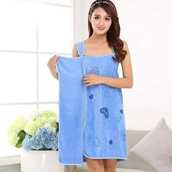 Picture of Towel Bathrobe Women Robes Quick Dry Microfiber Wearable Soft Wrap Spa Beach Body Shower Bathrobe Nightwear
