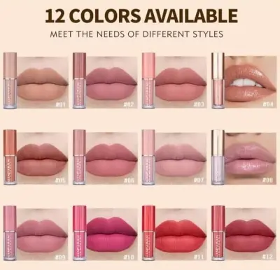 Picture of Handaiyan 12 Color Matte Liquid Lipstick Set Long-Lasting Smudge Proof - Kurti