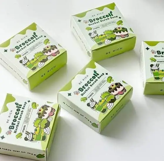 Picture of Be Rich Broccoli Herbal Scrub Soap 35 G Herbal Skin Care Soap for Men And Women Natural Exfoliating Soap Bar