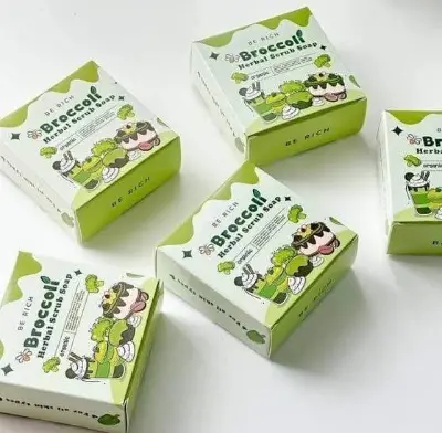 Picture of Be Rich Broccoli Herbal Scrub Soap 35 G Herbal Skin Care Soap for Men And Women Natural Exfoliating Soap Bar