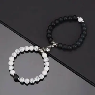 Picture of 2pcs Couple Bracelet With Magnetic Heart Men's and Women's Love   Bracelets