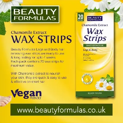Picture of Beauty Formulas CHAMOMILE  Wax Strips Hair Remover Legs & Body-20 STRIPS