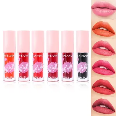 Picture of HANDAIYAN 6 Colors Moisturizer Lip Tint Waterproof Dual-use Non-Stick Cup Natural Lips Cheeks Liquid Lipstick Blush Velvet Matte Lip Gloss