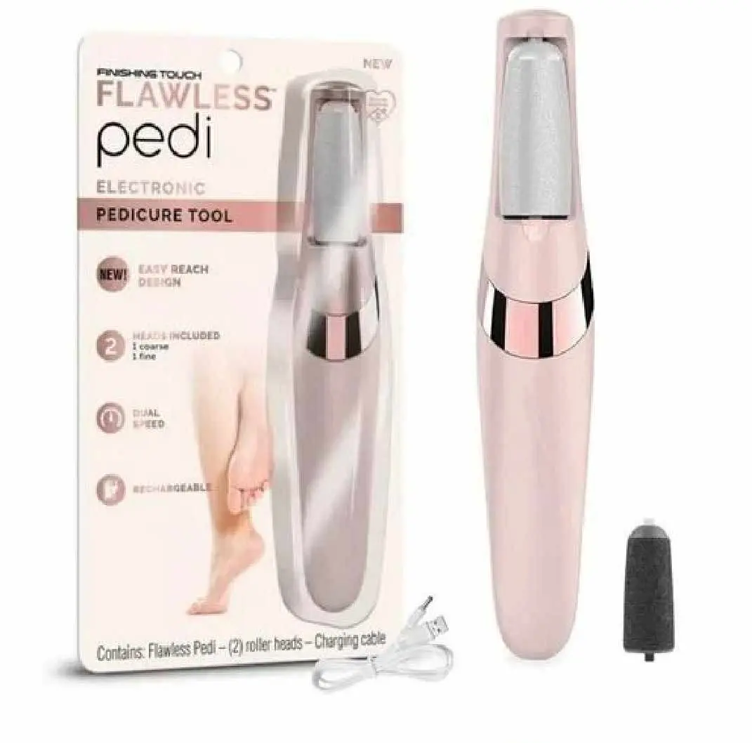 Picture of Pretty Gril Flawless Pedi Electronic Pedicure Tool with Two Roller Heads & Charging Cable