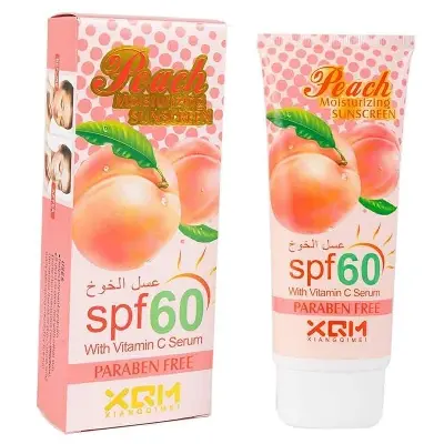 Picture of XQM Moisturizing Sunscreen Peach with vitamin c serum 60+
