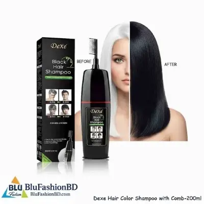 Picture of Dexe Black Hair Shampoo Hair Color for Gray Hair Coverage only 5 Minutes Maintain Hair Color a Months for Men and Women Apstour Hair Color Shampoo for Gray Hair – Magic Hair Dye Shampoo – Colors Hair in Minutes–Long Lasting–200 Ml–3-In-1 Hair Color–Ammon