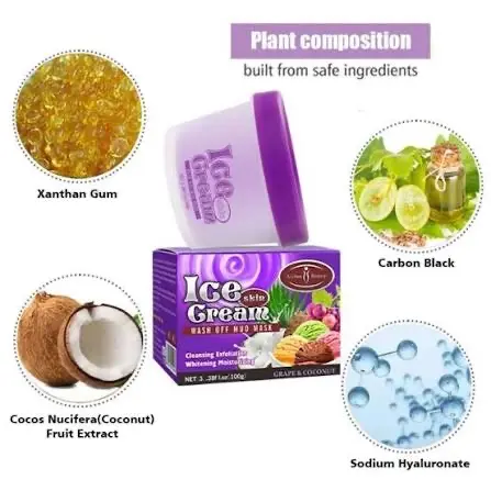 Picture of AICHUN BEAUTY Ice Cream Facial Wash Off Mud Mask Oil-Control Deep Cleaning Moisturizing Exfoliation Blackhead Skin Care 100g