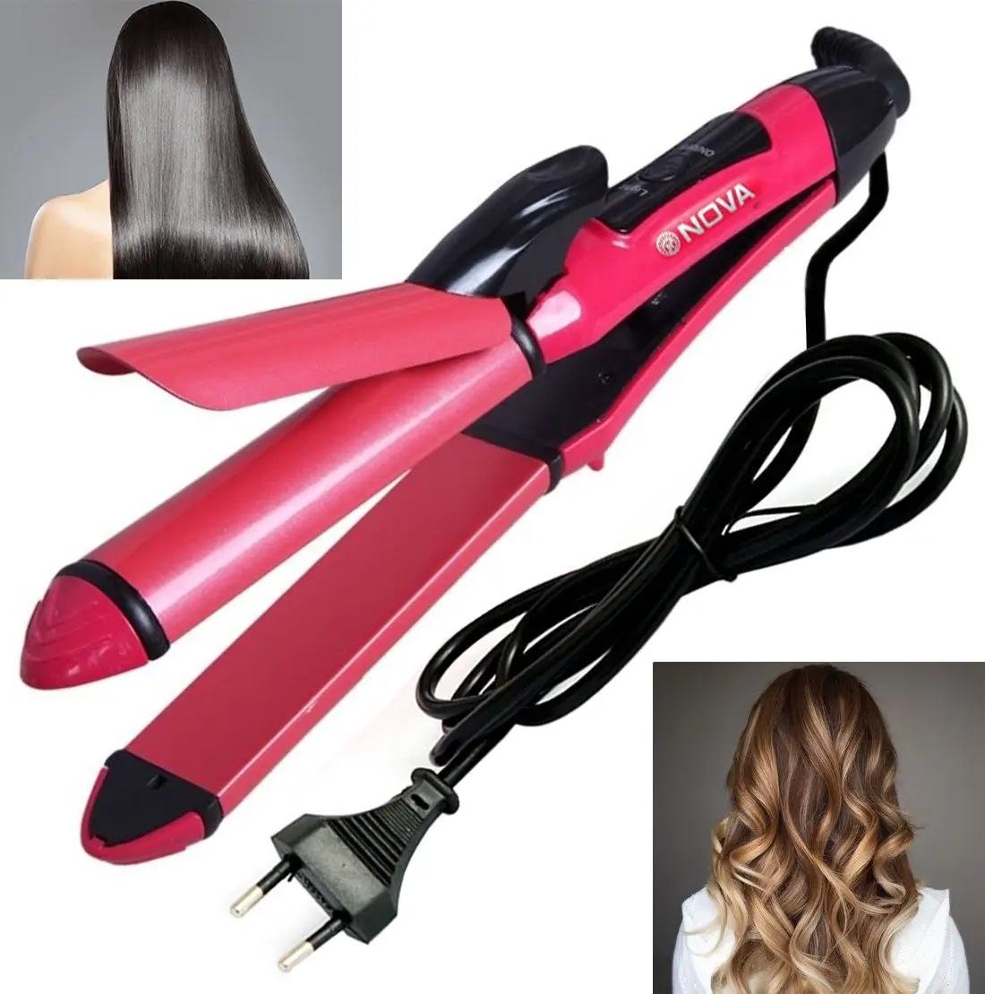 Picture of Nova Professional 2 In 1 Hair Curler & Straightener Large Size Model 1818