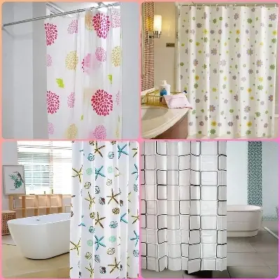 Picture of Waterproof Shower Curtain With 12 Rings For Bathroom Toilet - bathroom accessories - Multicolor