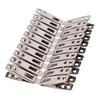 Picture of 20 পিস স্টেইনলেস স্টিলের কাপড়ের ক্লিপ চাইনিজ - cloth hanger - Silver