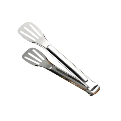 Picture of Stainless Steel Food Tongs Kitchen Tongs Utensil Cooking Tong Clip Clamp Accessories Salad Serving BBQ Tools - Silver