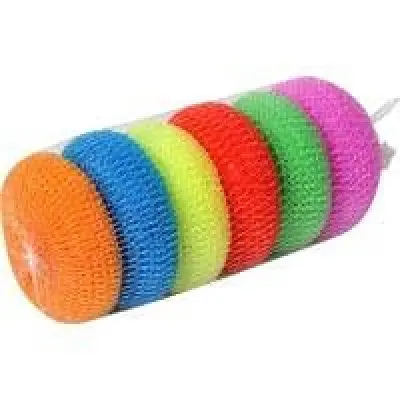 Picture of Round Shape Light Weight Plastic Mesh Scourer 6pcs - Multicolor