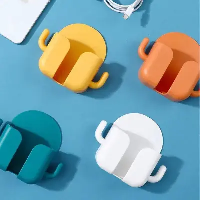 Picture of Mobile Phone Holders Phone Charger 1 Pcs Wall Mounted Hooks Storage Hanger Rack Bathroom Hanging Holder Mobile charger stand walls - Multicolor