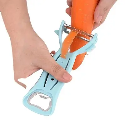 Picture of Multi-Purpose Vegetable Peeler and Fruit Peeler for Kitchen, Bottle Opener, Potato Peeler, Stainless Steel Blade UPL - Blue