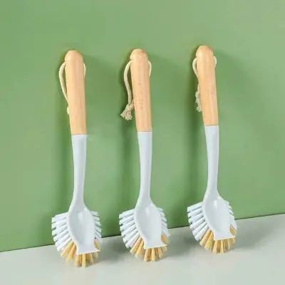 Picture of Long wooden Handle vacine brush new edation  1 pcs - Brown