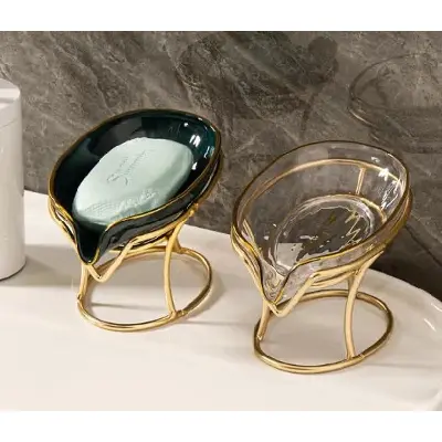 Picture of Leaf shape soap holder metal soap holder luxury style creative soap box bathroom soap holder one pcs - Gold