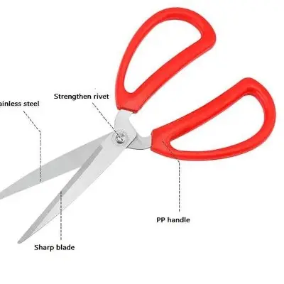 Picture of Stainless Steel Scissor sewing spin small size and kitchen use scissors also kitchen small Scissor Kachi - Chili Red